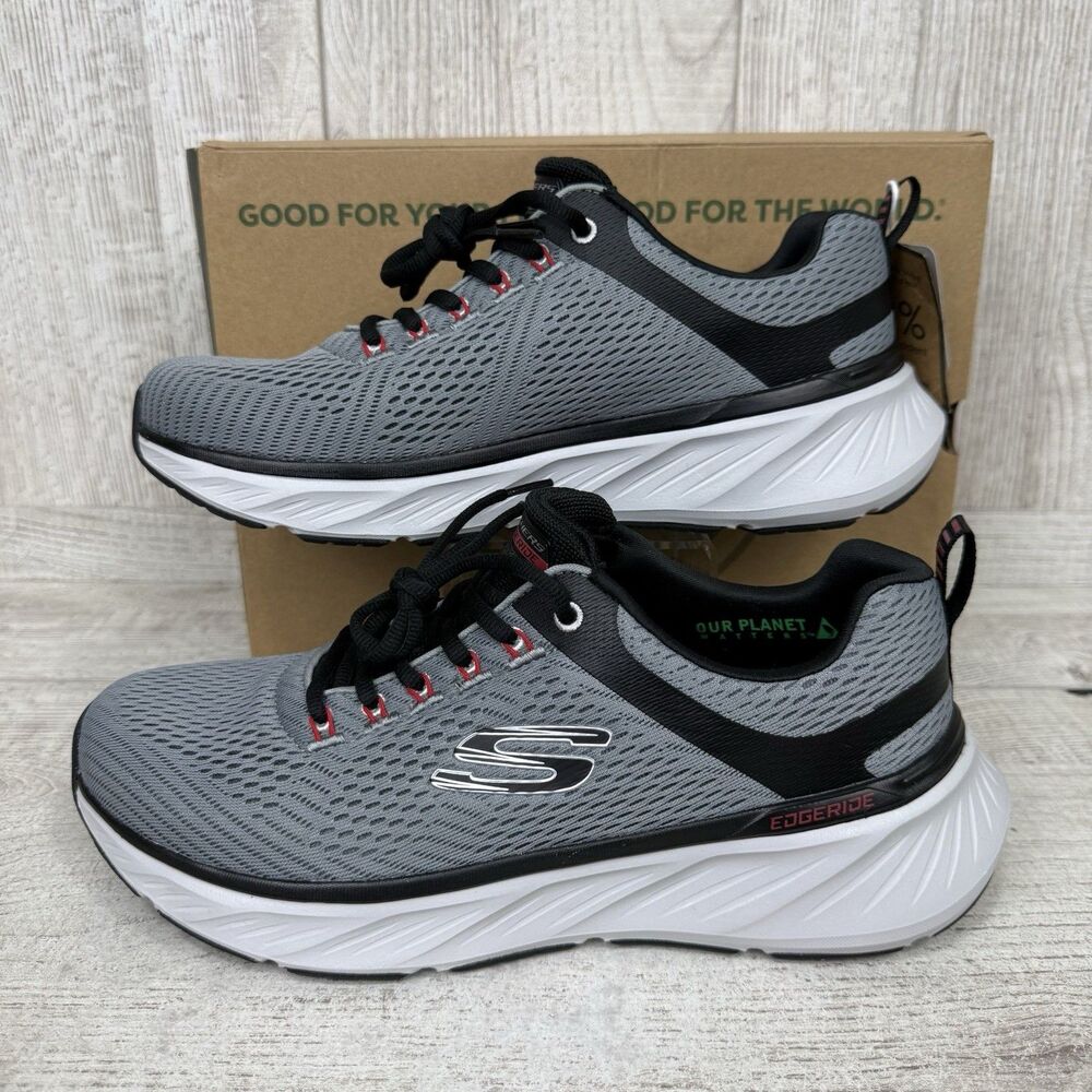 SKECHERS Edgeridge Contention Running Shoes Mens 8.5 Gray Jogging Walking New